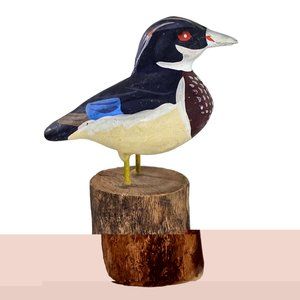 Vintage Hand Carved Wood Duck Figurine Hand Painted